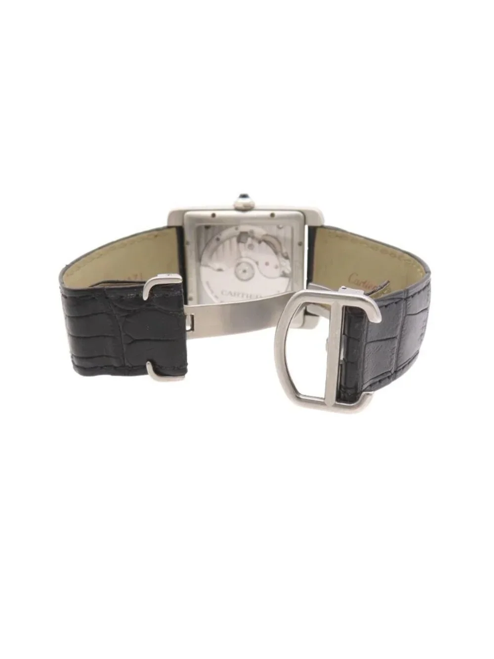Cartier Tank MC Automatic Watch SS Matte Croco Black Dial